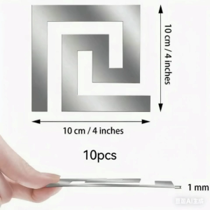 MT 10pcs Acrylic waistline wall sticker self-adhesive 3D three-dimensional mirror decorative strip living room bathroom waterproof TV background wall sticker (10cm x 10cm)