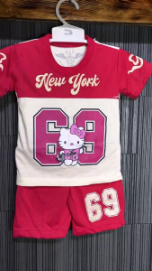 One Set Anak Perempuan Viral Model Jersey Celana Pendek Usia 0-10 Tahun//Stelan Anak Kekinian Lengan Pendek