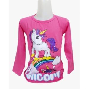KAOS ANAK PEREMPUAN UNICORN RAINBOW LENGAN PANJANG USIA 1-12 TAHUN // BAJU ANAK CEWEK