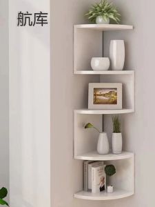 Wall Shelf Creative For Home Wall Corner Triangle Shelf Wall Hanging 5-Layer Semicircle Partition Wall Corner Bookshelf