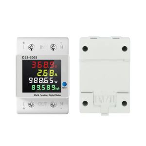 GAQQEE | D52-3065 Rail-Mounted Single-Phase 4-in-1 DC Electricity Meter DC14-600V 63A LCD Digital Voltage Meters Ammeters and Wattmeter