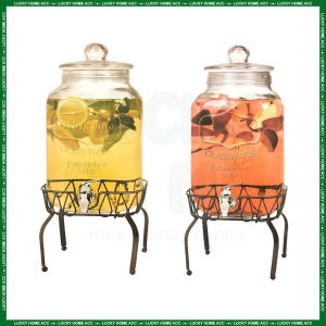 8LTR Glass Beverage Dispenser with Glass Lid Juice Dispenser Drink Container Glass Dispenser Water Dispenser