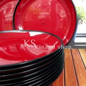 12 PCS PIRING BULAN RAMEN BESAR TEBAL DUA WARNA 9 INCH PIRING RAMEN TAHAN PANAS