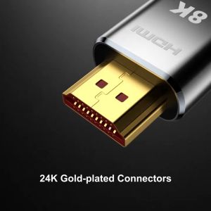 8K HDTV 2.1 Cable 48Gbps 1M/1.5M/1.8M/3M/5M High Speed HDTV Braided Cord 8K 60Hz 4K 120Hz DTS:X HDCP 2.2 & 2.3 HDR 10 Compatible with Roku TV/PS5/HDTV/Blu-ray