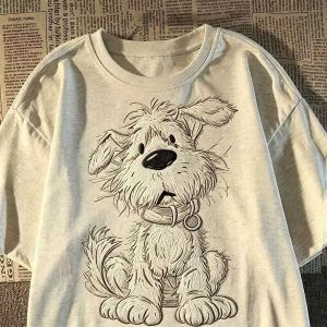 FLICBS | Oversized Retro Dog Print T-Shirt