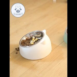 CHONG CHONG Cat Food Bowl: Stainless Steel Raised Elevated Pet Bowl