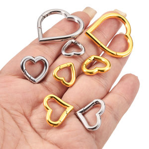 Polished Stainless Steel Heart-shaped Spring Clasps diy Jewelry Accessories 18k Gold Lock Ring Buckle