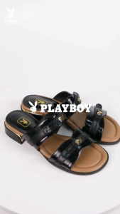 PLAYBOY รุ่น Moxie Platform Sandals รหัสST-H254C1232 ตกแต่งโลโก้Playboy มี2 สี Gloss Black และ Cream Beige