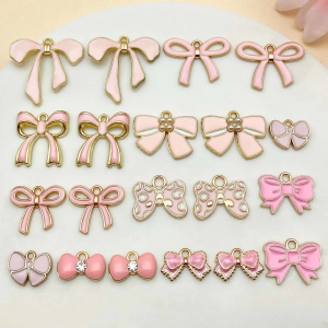 Mix 5/20pcs alloy drip enamel bow series pendant accessories DIY necklace earring keychain jewelry making fashion accessories