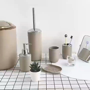 4pcs Bathroom Accessories Set Bath Ensemble Toothbrush Cup Toothbrush Holder Soap Dispenser Countertop for Hotel