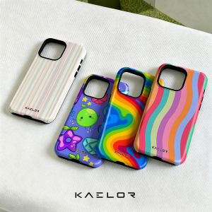 Potdemiel | Rainbow Wave Bumper Case Dual Layer for iPhone 17 16 15 14 Plus 13 Pro Max Shockproof Hard PC Cover