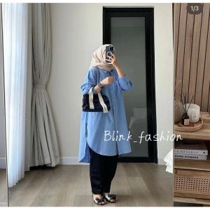 Kemeja Tunik Wanita Katun Linen - Tunik Premium Terbaru Bahan Katun Linen Standar Jumbo Simpel dan Elegan Best Quality - Bisa COD