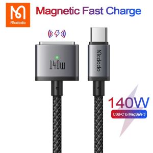Mcdodo 140W USB-C PD แม่เหล็กไปยัง Magsaf* 3สายชาร์จแบบเร็วสำหรับแมคบุ๊กโปรแอร์13 14 16 M1 M2ตัวชี้วัด LED คู่สายชาร์จ