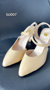 STOMPION Korean Heels For Women Fashion 3inch Leather Pointed Sandals For Women Office 7cm Height