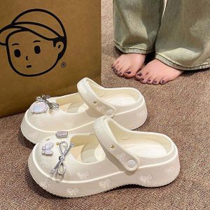 รองเท้าแตะ Mary Janes EVA ทรงหนา รองเท้าแตะแบบสวมสำหรับผู้หญิง ทรงหัวมน ทรงหัวมน สไตล์ลำลอง ฤดูร้อน ฤดูร้อน 2025