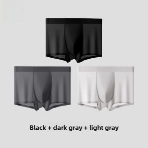 Miiow | Mens Ice Silk Seamless Boxer Shorts Breathable Antibacterial Nylon Youth Spring Mid Waist Flat Angle Underwear Briefs