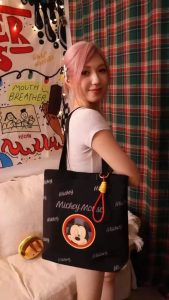 Disney New Mickey Mouse Tote Bag Cute Casual Design Soft Farbric Wrinkle Resistant Lightweight For Women