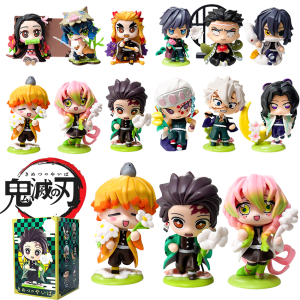 Bandai | Demon Slayer Tanjiro Kamado Nezuko Anime Cartoon Figure Blind Box Creative Personalized Statue Model Ornament Surprise Gift Box