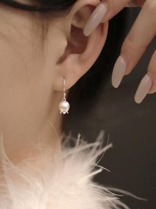 Moss People Bellflower Ear Hook Earrings Matte Finish Womens Simple Unique Design Minimalist Style Floral Plant Pattern Jewelry