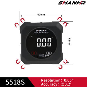 SHANHR Touch Control Digital Protractor Angle Finder Level Gauge with Data Hold & Auto Reverse Display