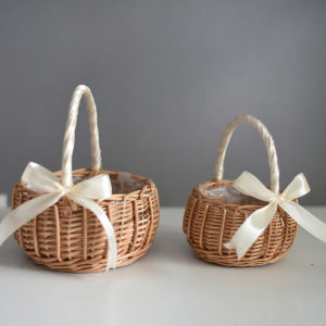 Woven Flower Baskets Rattan Storage Basket Handmade Storage Rack Flower Girl Hand Basket for Home Wedding Decoration