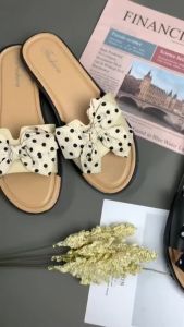 Sandal Flat Jelly Pita Polkadot Empuk Sol Rubber Kekinian Flat Shoes Elastis Tebal Fashion Korea Sandal Ribbon Bintik PIT