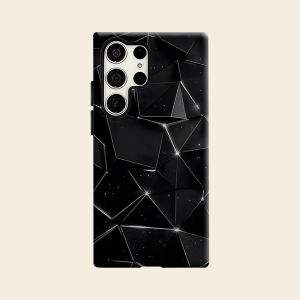 Black Geometric Crystal Polygon Luxury Fashion Full Lens Protective Case for Samsung Galaxy S26 S25 S24 A56 A36 Plus Ultra