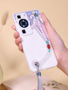 เคสโทรศัพท์มือถือ Huawei P60 pro P50 P40 แบบบางเฉียบพร้อมสายจี้ลูกปัดสไตล์โบราณสำหรับผู้หญิง ป้องกันการตกหล่น