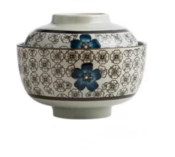 5.5-Inch Cover Bowl Japanese Style Dining Utensils Underglaze Color Restaurant Display Bowl Home Use Rice Soup Porridge Bowl