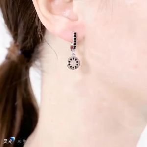 Black Awn 2025 New Hoop Earrings for Women Classic Silver Color Trendy Spinel Engagement Jewelry I355