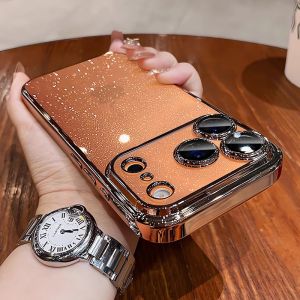 Plating Glittering Sparkle Transparent Phone Case For iPhone 17 Pro Max 16 15 14 Plus 17 Air Lens Camera Protection Slim Cover
