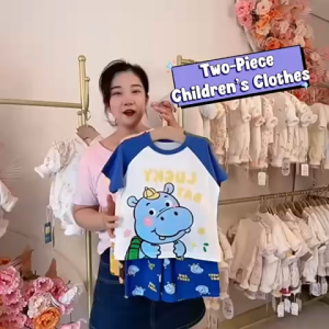 Baju Budak Baju Seluar Set Bayi Lelaki Perempuan Lyocell Cotton Animal Kids T-Shirt Shorts Pants Soft Fabric Sleepwear Nightwear Children Baby Boy Girl