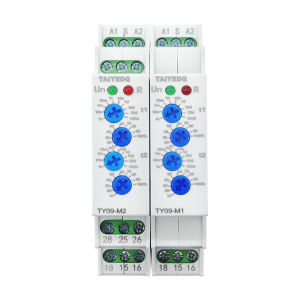 TY09-M1 M2 Cyclic Delay Timer Relay Switch SPDT 220V 16A AC/DC12V-240V 50/60Hz 0.1s-100 Days 2SPDT Din Rail
