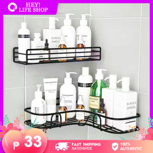 Stainless Steel Wall-mounted Bathroom Accessories Set Traceless Bathroom Kitchen Corner Shelf Organizer Storage Rack Punch-free