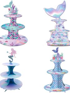Little Mermaid Dessert Table Decoration Ocean Theme Display Shelf Cake Stand European-Style Three-Dimensional Table Cake Decoration