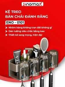 Giá để bàn chải đánh răng Enomax dán tường chất liệu nhôm hàng không cao cấp chống gỉ chịu lực cực tốt ( Eno 0102)