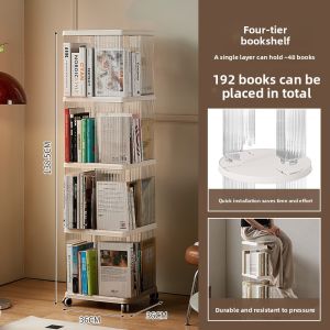 ZHUOLESHI | 360 Degree Rotating Household Floor Minimalist Bookshelf Large Capacity