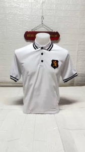 เสื้อโปโลlสิงห์ สีขาว ผ้านิ่ม ใส่สบาย เสื้อโปโลผู้ชาย โลโก้สิงห์   เสื้อโปโลlสิงห์ สีขาว