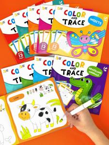 BEAR TALE หนังสือระบายสีสำหรับเด็ก ระบายสีและลากเส้นสัตว์ หนังสือฝึกทักษะศิลปะและของเล่นเพื่อการศึกษาสำหรับเด็กก่อนวัยเรียน 120 หน้า