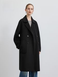 HR | Elegant British Style Pure Woolen Double-Faced Coat For Women HR High-End French Fashion Long Sleeve Suit Jacket Autumn Winter