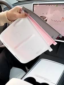 Tấm Lót Silicon Sạc Không Dây Cho Tesla Model 3/Y Thảm Chống Trượt Phụ Kiện Nội Thất Xe Điều Khiển Trung Tâm Juniper