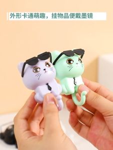 Cartoon creative cat hooks Cute macaron punch-free seamless hooks Clothing and hat sundries storage sunglasses hooks