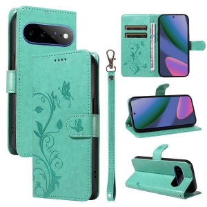 Leather Wallet Flip Case for Google Pixel 7 7A 8 8A 9 9A 10 10A 11 Pro XL | Flower Embossed Design with Card Holder