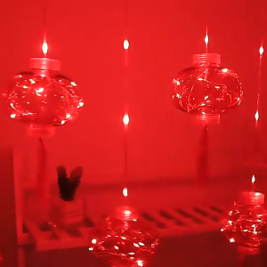 Đèn rèm trang trí Tết GLED dây đèn rèm lồng đèn đỏ trang trí mùa lễ hội cuối năm ngang dài 4m có phích nối chống nước