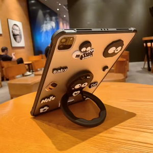 360° Rotatable Round Stand Cartoon Matte Hard Shockproof Tablet Case For iPad 11 2025 10 9 8 7 Gen Mini 7 6 Air 5 4 2 1 Pro 11 12.9 inch M4 M3 M2 2026 8.3 9.7 10.2 10.9 13 inch Rotating Holder Frosted Anti-fingerprint Tab Cover Pad Casing