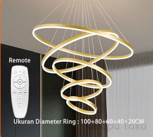 Lampu Gantung LED 3/5/6 Ring Emas Lampu Hias Ring Mewah / Lampu Langit Langit Elegan / Lampu Plafon Lampu Plafon 3 Warna Lampu Led Remote Kontrol Lampu Dekoratif Mewah Aluminium - Lazada