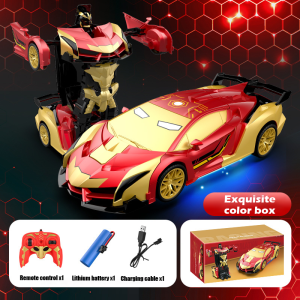 Remote Control Transforming Robot Car Toy for Kids – 2.4GHz RC Vehicle with LED Lights 360° Spin Drift Mode Gift for Boys