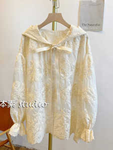 Summer 2024 Womens Loose Fashion Embroider Water Soluble Lace Short Sleeve Hooded Shirt Sun Protection Cut Out Tops Womens