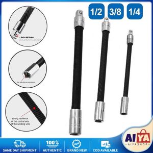 ★Same Day Shipping★ 1/4 3/8 1/2 Driver Flexible Electric Socket Wrench Extension Rod Adapter Square Interface Ratchet Wrench for Electronic Drill Hand Tool LZC-Wrench-Spring