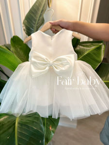 Baby Girl White Dress Flower Girl Baby Full-Year Princess Dress Classy Custom Gauze Dress Childrens Pettiskirt Dress